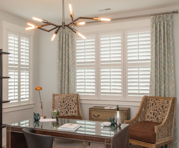 Plantation shutters in an office